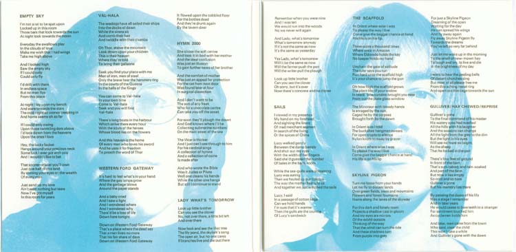 Open gatefold with lyrics, John, Elton - Empty Sky +4