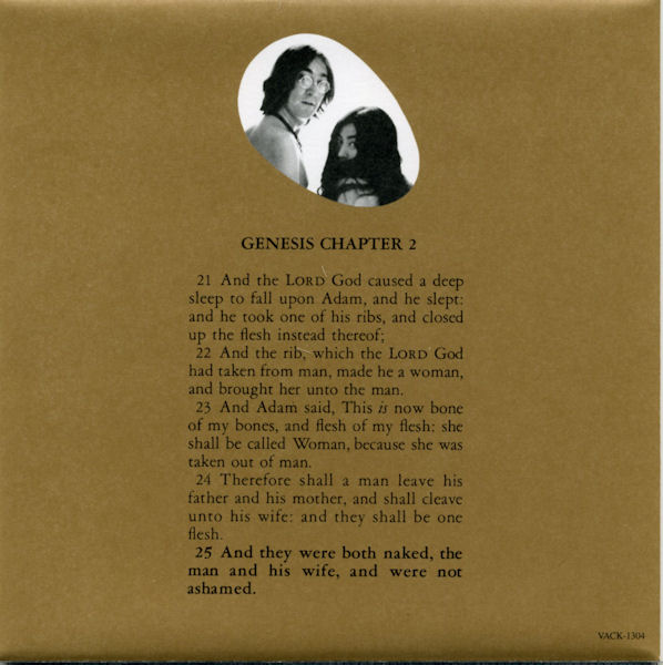 Back of Sleeve, Lennon, John + Yoko Ono - Two Virgins - Unfinished Music No.1