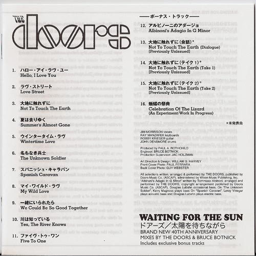 Booklet, Doors (The) - Waiting For The Sun +5