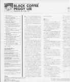 Lee, Peggy - Black Coffee, Insert with track listing (cropped).  Reverse side has English lyrics.